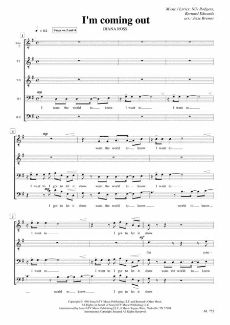 Free Sheet Music I M Coming Out Ttbb A Cappella