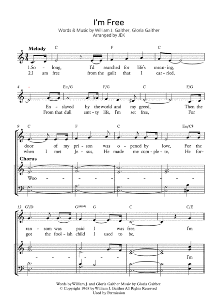 Free Sheet Music I M Free For Solo Voice With Chorus