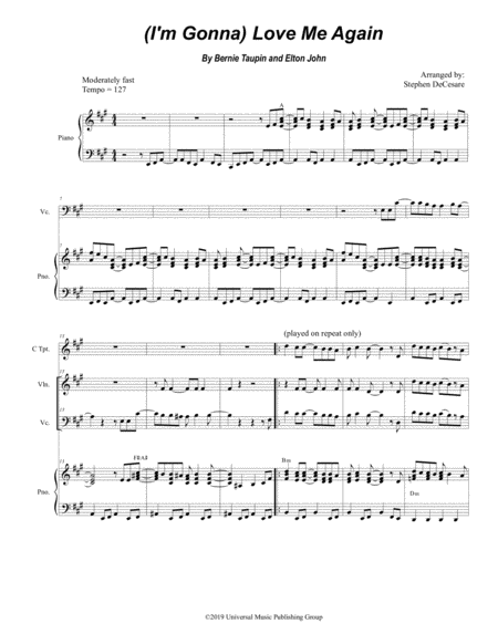 Free Sheet Music I M Gonna Love Me Again Duet For Violin And Cello