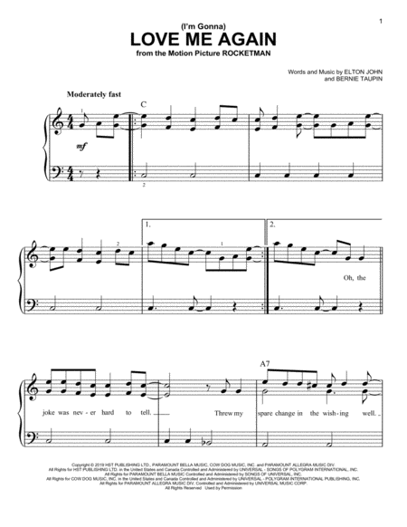 I M Gonna Love Me Again From Rocketman Sheet Music