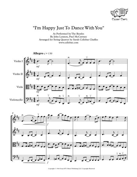 Free Sheet Music I M Happy Just To Dance With You String Quartet Beatles Arr Cellobat