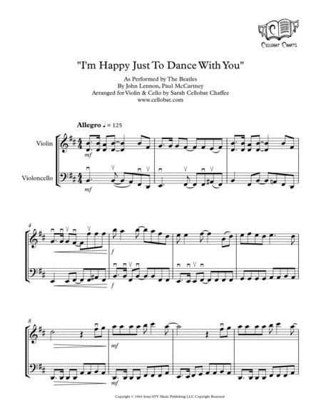 I M Happy Just To Dance With You Violin Cello Duet Beatles Arr Cellobat Sheet Music