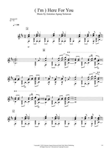 I M Here For You Solo Guitar Score Sheet Music