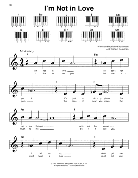 I M Not In Love Sheet Music