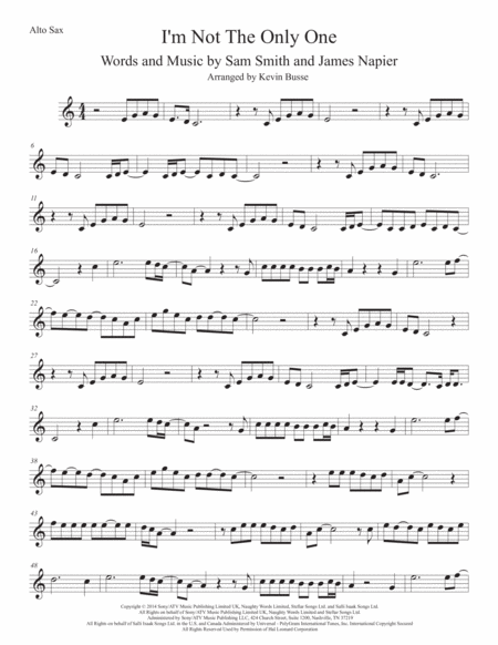 Free Sheet Music I M Not The Only One Easy Key Of C Alto Sax