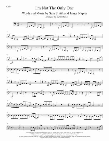 Free Sheet Music I M Not The Only One Easy Key Of C Cello