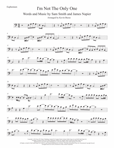 Free Sheet Music I M Not The Only One Easy Key Of C Euphonium