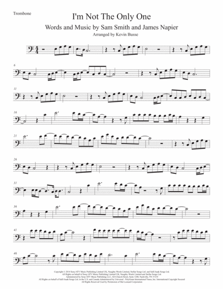 Free Sheet Music I M Not The Only One Easy Key Of C Trombone