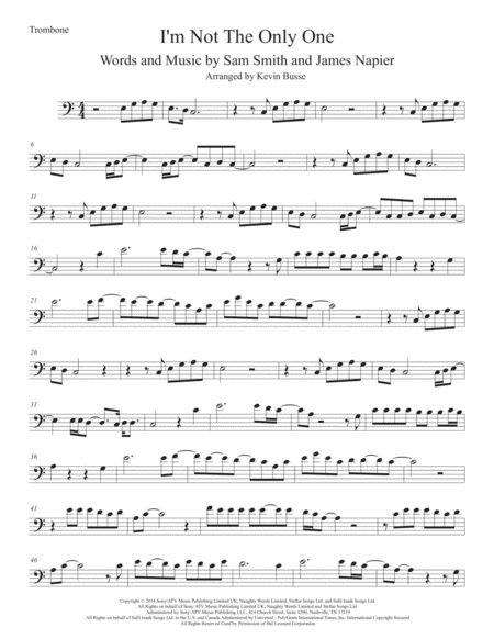 I M Not The Only One Easy Key Of C Trombone Sheet Music