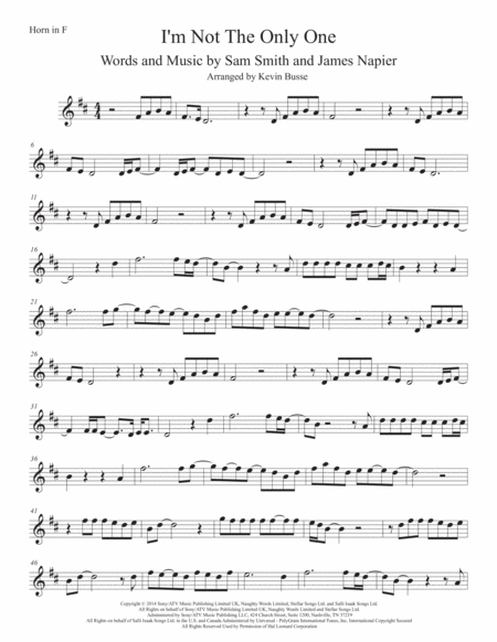 Free Sheet Music I M Not The Only One Horn In F