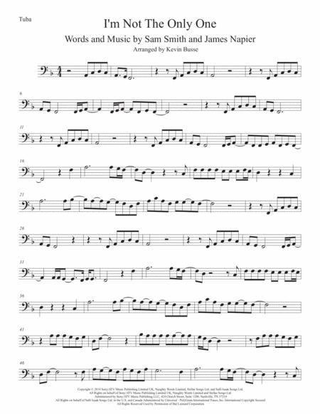 Free Sheet Music I M Not The Only One Original Key Tuba