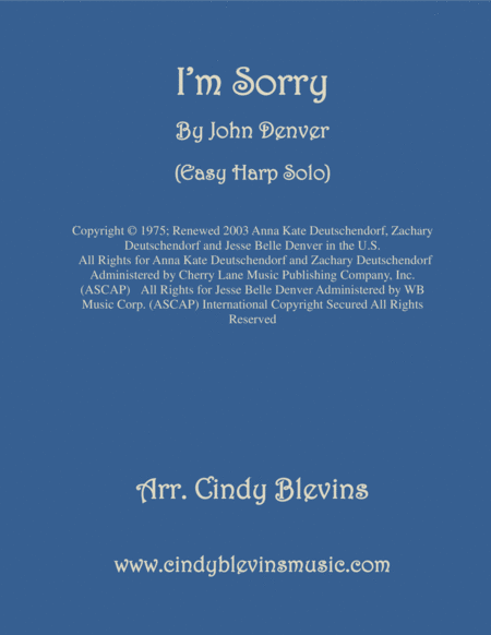 I M Sorry Easy Harp Solo Sheet Music