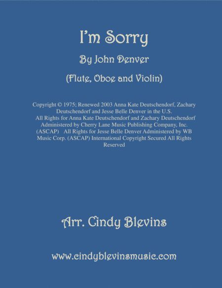 I M Sorry For Flute Oboe And Violin Sheet Music