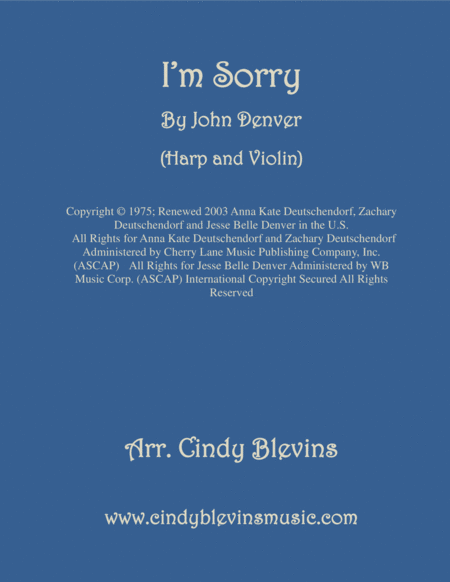 Free Sheet Music I M Sorry For Harp And Violin