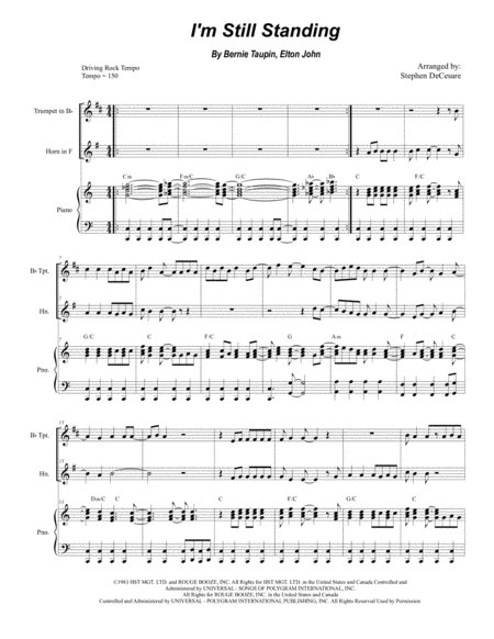 Free Sheet Music I M Still Standing Duet For Bb Trumpet And French Horn