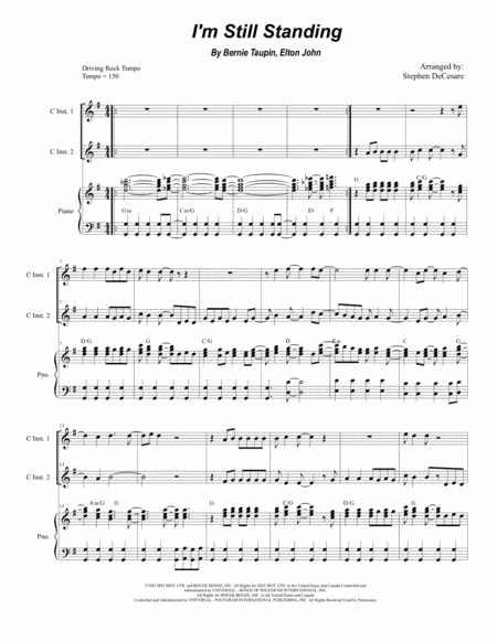 I M Still Standing Duet For C Instruments Sheet Music