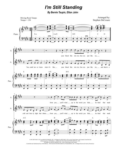 I M Still Standing Duet For Soprano And Alto Solo Sheet Music