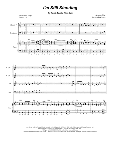 Free Sheet Music I M Still Standing For Brass Quartet And Piano