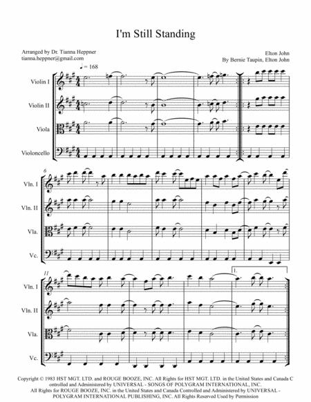 Free Sheet Music I M Still Standing String Quartet