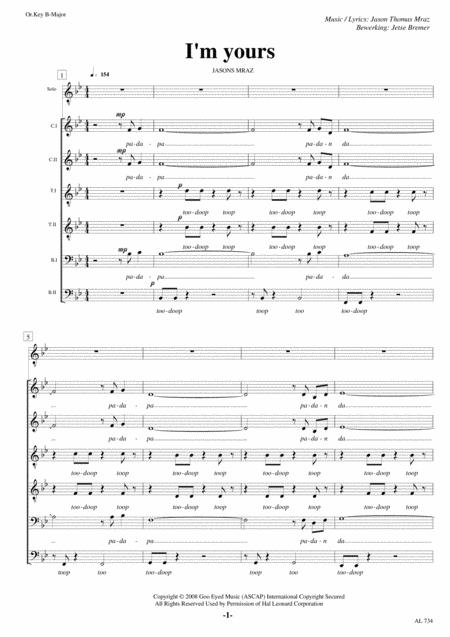 I M Yours Ccttbb A Cappella Sheet Music