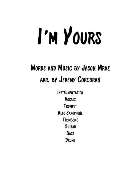 Free Sheet Music I M Yours For Rock Band With Horns