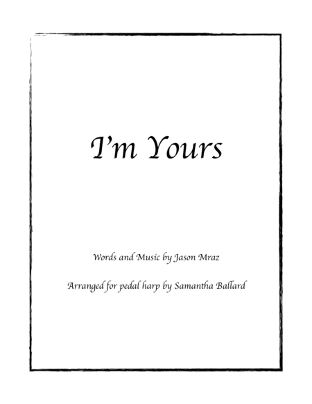 Free Sheet Music I M Yours Harp Solo