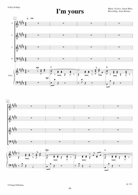 I M Yours Satb Piano Sheet Music