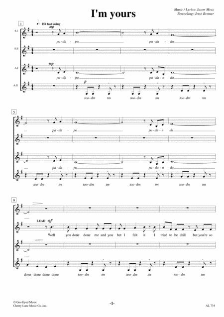 I M Yours Ssaa A Cappella Sheet Music