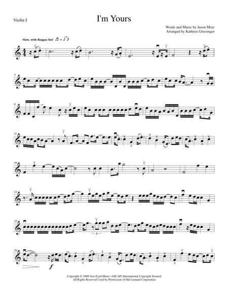 I M Yours String Quartet Sheet Music