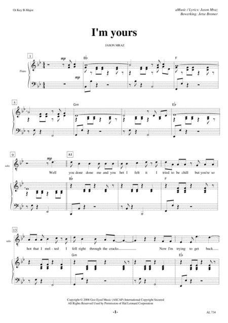 I M Yours Ttbb Solo Piano Sheet Music