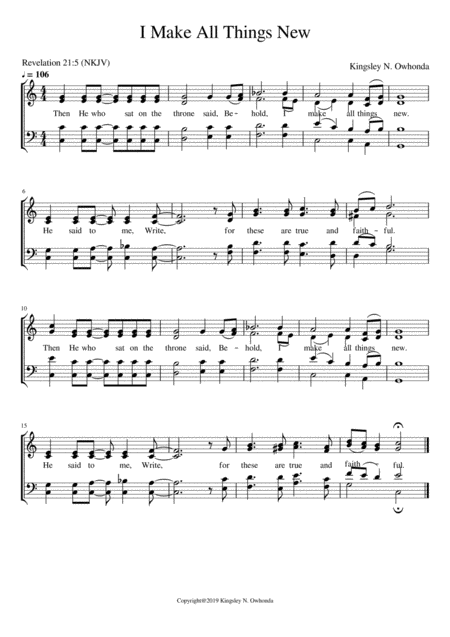 Free Sheet Music I Make All Things New