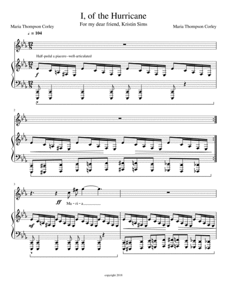 I Of The Hurricane From Grasping Water Sheet Music