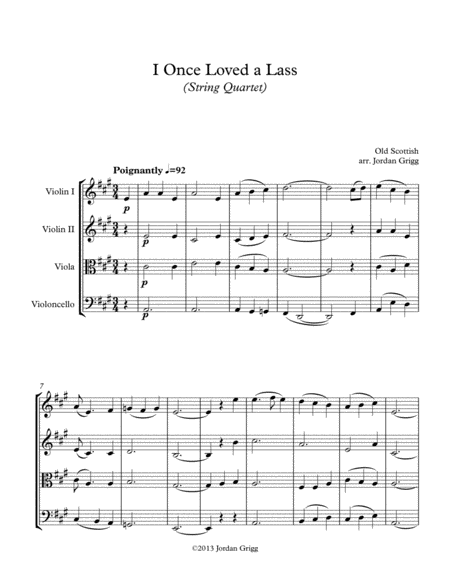 I Once Loved A Lass String Quartet Sheet Music