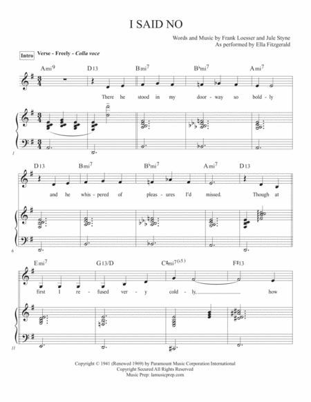 Free Sheet Music I Said No