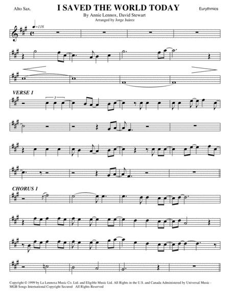 I Saved The World Today Alto Sax Sheet Music