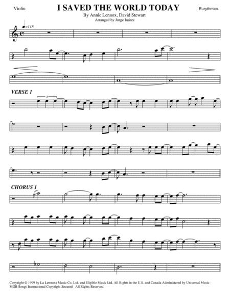 Free Sheet Music I Saved The World Today Violin