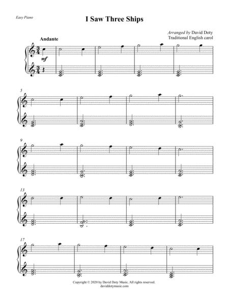 I Saw Three Ships Easy Piano Christmas Solo For Beginners Sheet Music