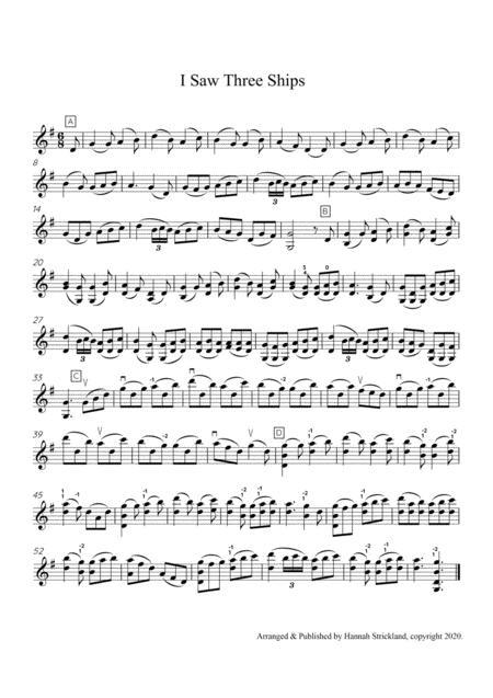 Free Sheet Music I Saw Three Ships Solo Violin