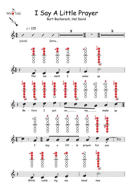 Free Sheet Music I Say A Little Prayer Clarinet Sheet Music Tab