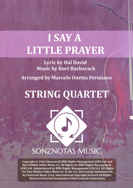 Free Sheet Music I Say A Little Prayer Sheet Music For String Quartet Score And Parts