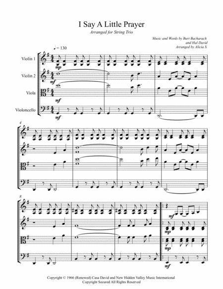 Free Sheet Music I Say A Little Prayer String Trio