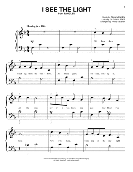 I See The Light From Tangled Arr Phillip Keveren Sheet Music