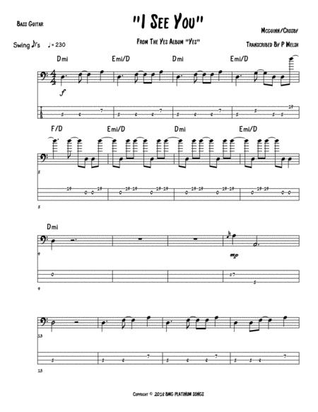 Free Sheet Music I See You Bass Guitar Tab