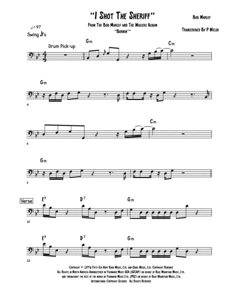 I Shot The Sheriff Bass Guitar Sheet Music