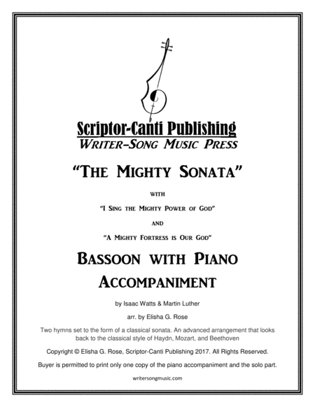 Free Sheet Music I Sing The Mighty Power Of God A Mighty Fortress Is Our God The Mighty Sonata Bassoon