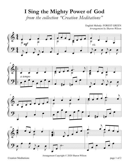 Free Sheet Music I Sing The Mighty Power Of God Forest Green Large Print Version