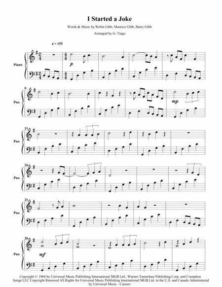 I Started A Joke Piano Solo Sheet Music