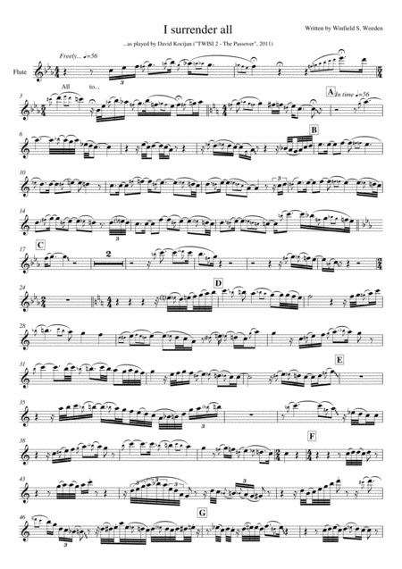 I Surrender All Flute Sheet Music