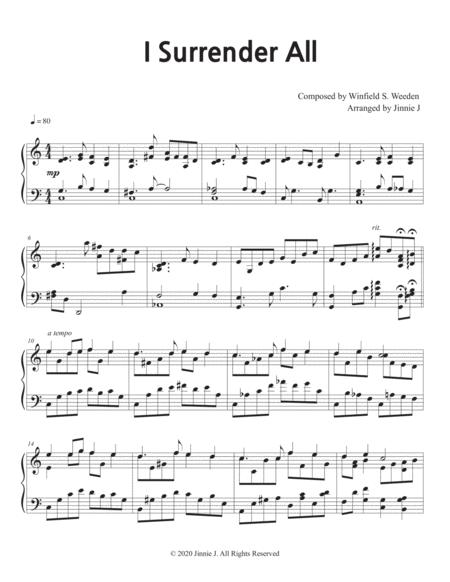 Free Sheet Music I Surrender All Piano Hymn Arrangement