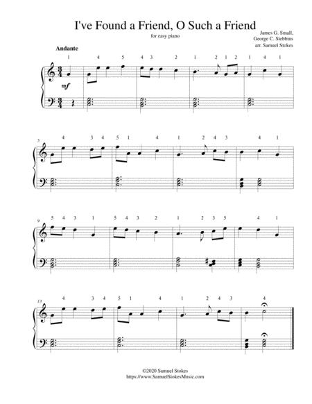 Free Sheet Music I Ve Found A Friend O Such A Friend For Easy Piano